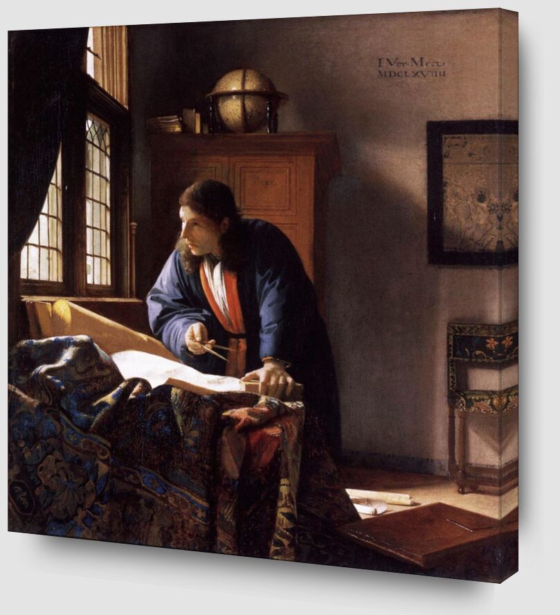 The Geographer - Vermeer von Bildende Kunst Zoom Alu Dibond Image