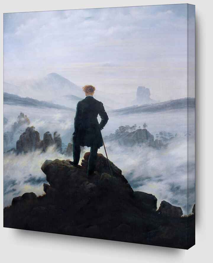 Der Wanderer über dem Nebelmeer  von Bildende Kunst Zoom Alu Dibond Image