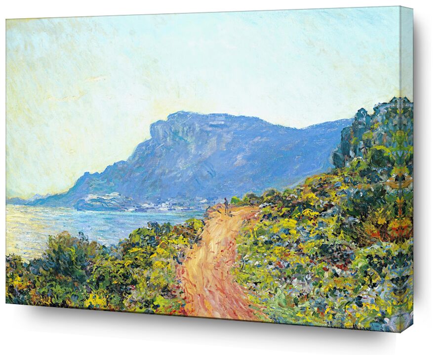 La Corniche près de Monaco - Claude Monet de Beaux-arts, Prodi Art, collines, CLAUDE MONET, monet, paysage, mer, montagnes, chemin