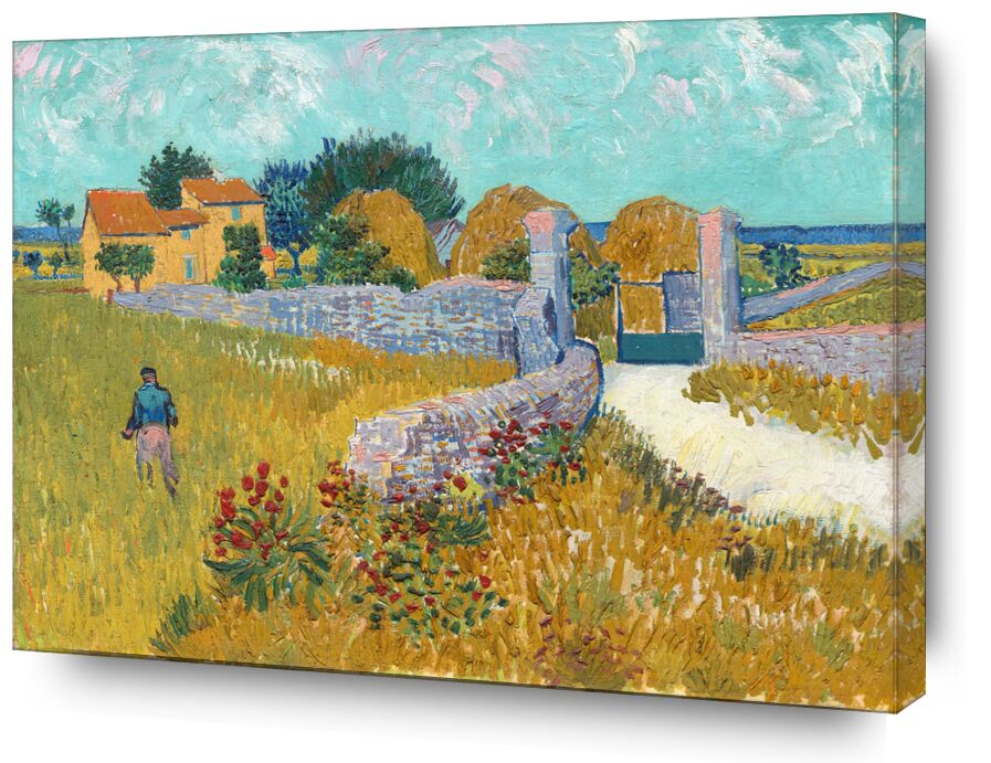 Bauernhof in der Provence - Vincent van Gogh von Bildende Kunst, Prodi Art, Himmel, Haus, Natur, provence, Landschaft, Bauernhof, VINCENT VAN GOGH, Van gogh