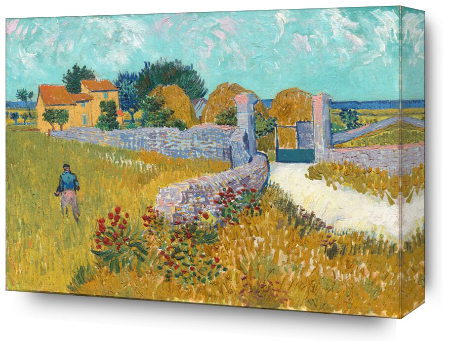 Farmhouse in Provence - Vincent van Gogh from Fine Art, Prodi Art, sky, House, nature, Provence, landscape, farm, VINCENT VAN GOGH, Van gogh