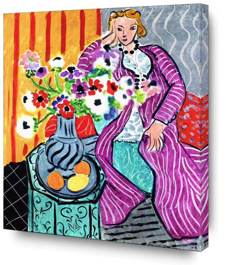 Purple Robe and Anemones desde Bellas artes, Prodi Art, anémonas, vestido, flores, dibujo, mujer, henri matisse, Matisse