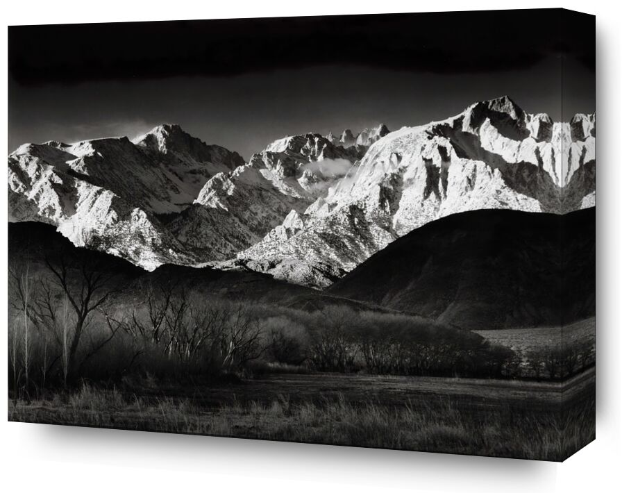Sierra Nevada, Winter, from the Owen Valley, California, circa 1944 - Ansel Adams from Fine Art, Prodi Art, ANSEL ADAMS, nature, forest, mountains, winter, wood, black-and-white