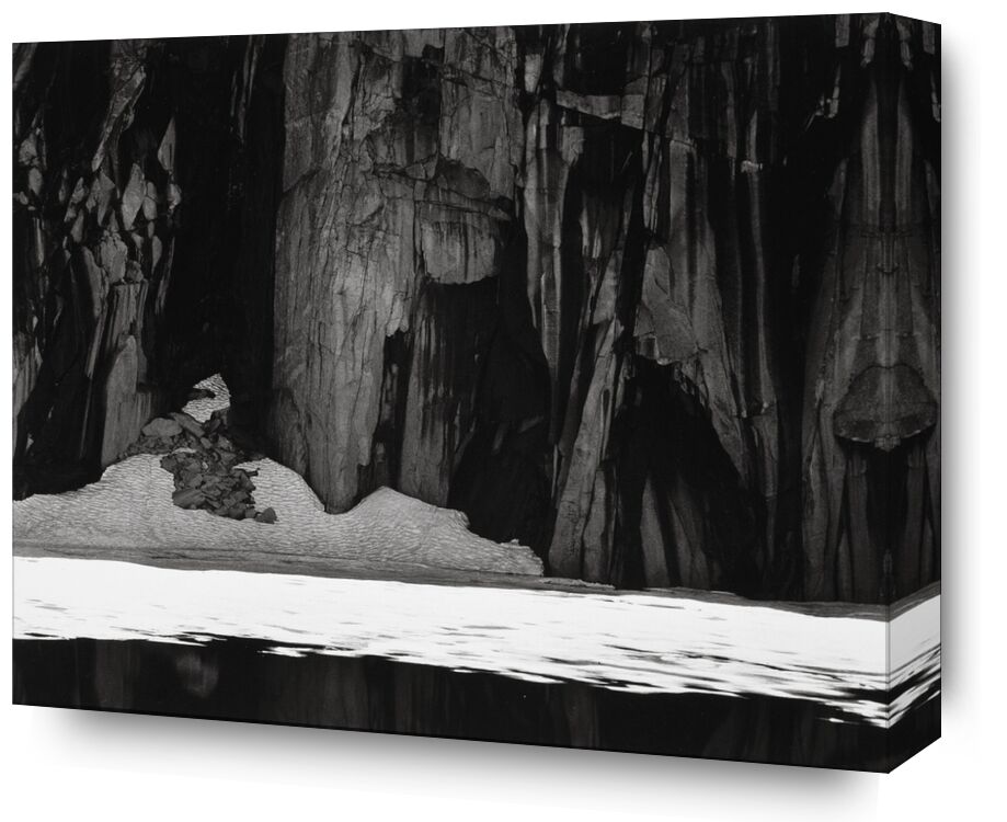 Frozen Lake and Cliffs, Kaweah Gap, Sierra Nevada, California, 1932 - Ansel Adams from Fine Art, Prodi Art, ANSEL ADAMS, adams, lake, cliff, winter, cold, snow, frozen lake