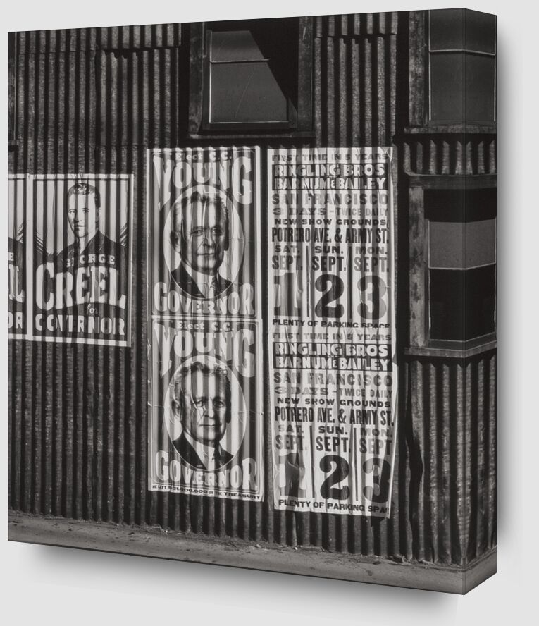 Political Sign on Circus Posters, circa 1930 - Ansel Adams from Fine Art Zoom Alu Dibond Image