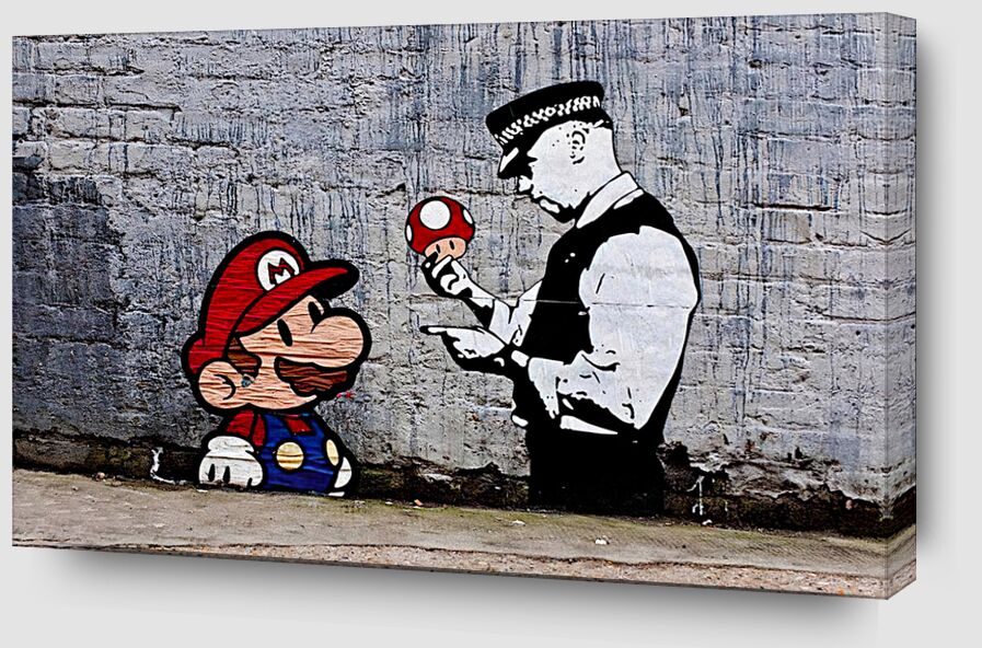 Mario and Cop - Banksy de Beaux-arts Zoom Alu Dibond Image