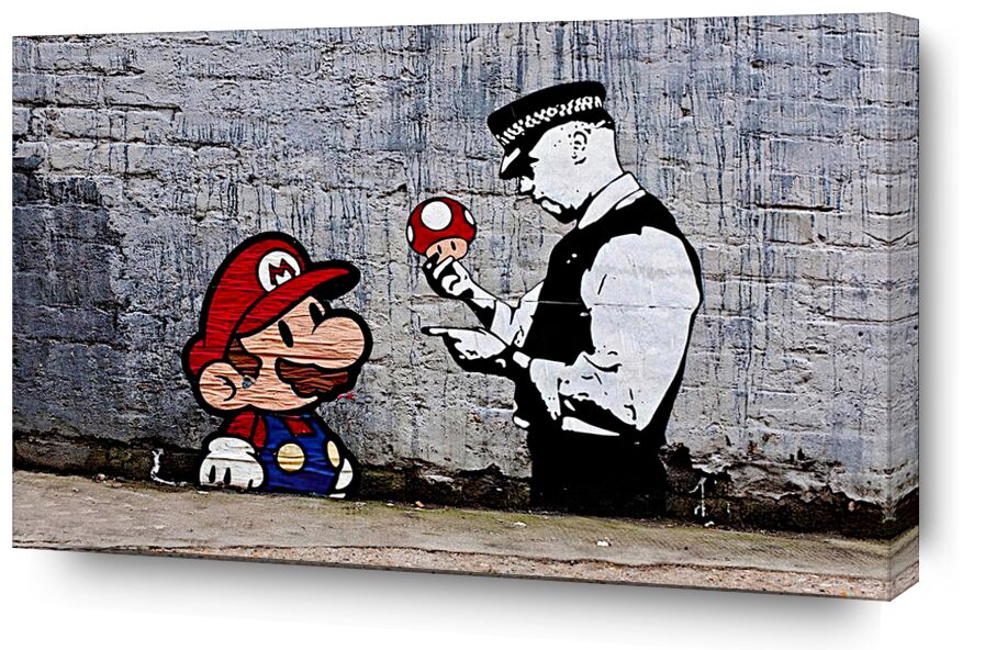 Mario and Cop desde Bellas artes, Prodi Art, Banksy, policía, policía, champiñón, calle, foto callejera, mario