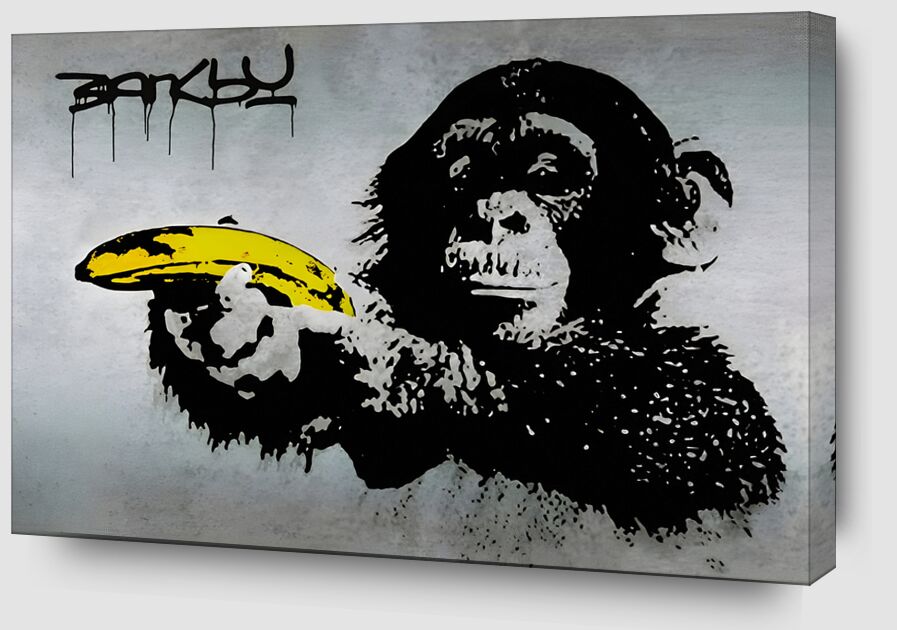 Monkey with Banana - Banksy de Beaux-arts Zoom Alu Dibond Image