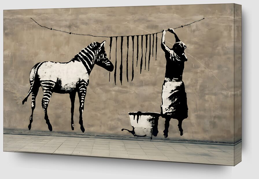 Washing Zebra on Concrete de Beaux-arts Zoom Alu Dibond Image