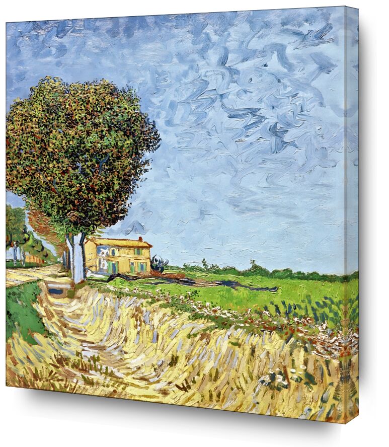 Avenue à Arles avec des Maisons - Van Gogh de Beaux-arts, Prodi Art, Van gogh, VINCENT VAN GOGH, Arles, France, chemin, maison, nature, ciel, peinture