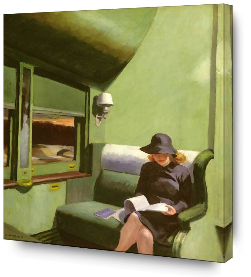 Compartment C, Car 293 desde Bellas artes, Prodi Art, tolva, Edward Hopper, mujer, tren, leyendo, libro, leer