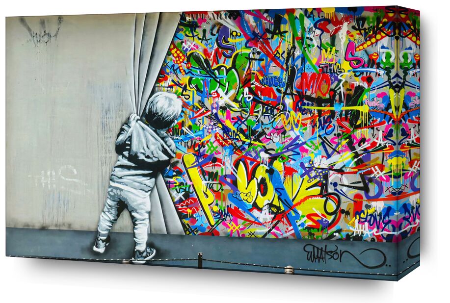 Behind the Curtain, The Wall - Banksy from Fine Art, Prodi Art, city, child, street, graffiti, banksy