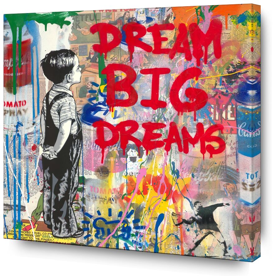 Dream Big Dreams desde Bellas artes, Prodi Art, arte callejero, soñar, niño, Banksy