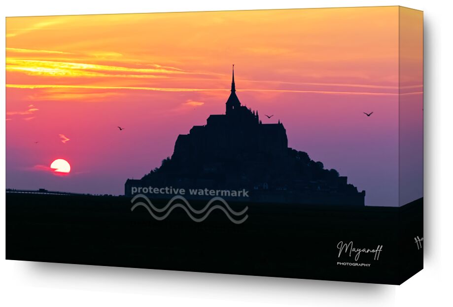 Sunset at Mont Saint Michel from Mayanoff Photography, Prodi Art, sunset, architecture, Sun, berry, colors