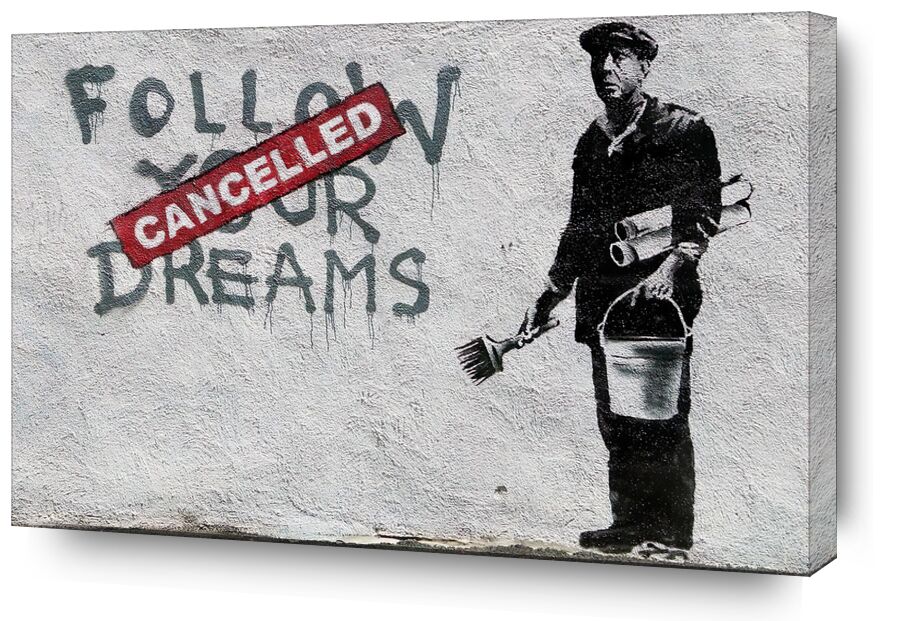 Dreams Cancelled von Bildende Kunst, Prodi Art, Graphit, Wandkunst, Mauer, Straßenkunst, Träume, banksy