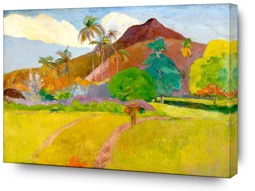Paisaje Tahitiano desde Bellas artes, Prodi Art, campesino, montañas, mar, Tahití, paisaje, Paul Gauguin, Gauguin