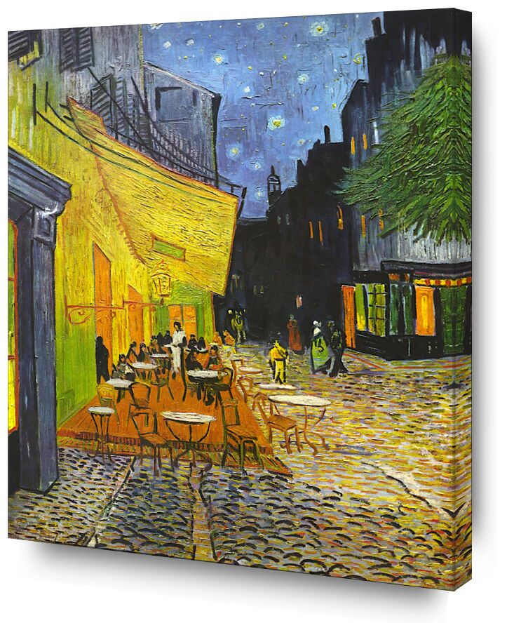 The Café Terrace on the Place du Forum, Arles, at Night - 1888 desde Bellas artes, Prodi Art, pintura, café, Francia, pueblo, VINCENT VAN GOGH, Arles, plaza del pueblo