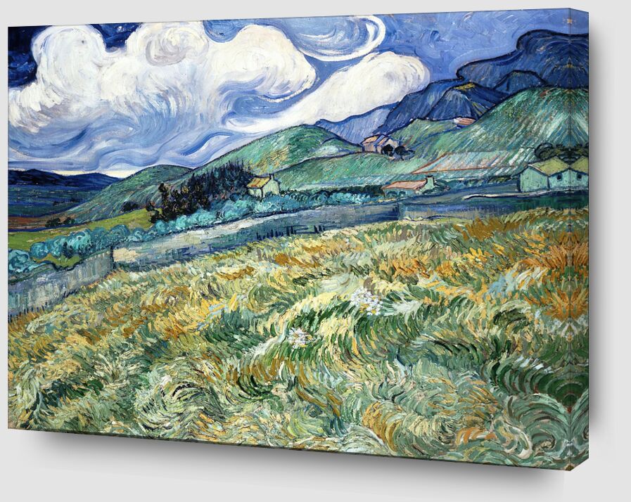 Champ de blé sur fond de montagnes - VINCENT VAN GOGH 1889 de Beaux-arts Zoom Alu Dibond Image