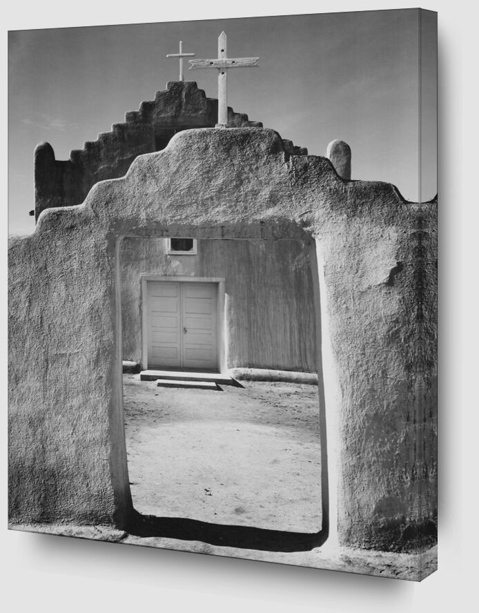 Église Taos pueblo, Nouveau Mexique - ANSEL ADAMS 1942 de Beaux-arts Zoom Alu Dibond Image
