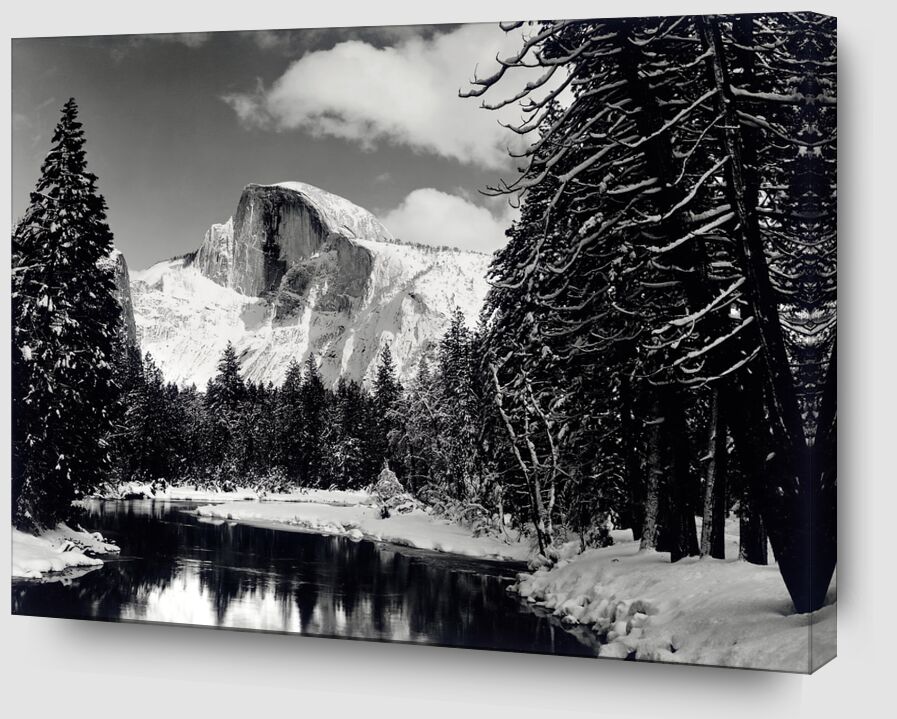 Half dome merced river winter Yosemite ANSEL ADAMS 1938 desde Bellas artes Zoom Alu Dibond Image