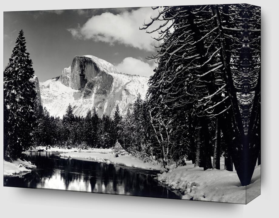 Half dome merced river winter Yosemite ANSEL ADAMS 1938 from Fine Art Zoom Alu Dibond Image