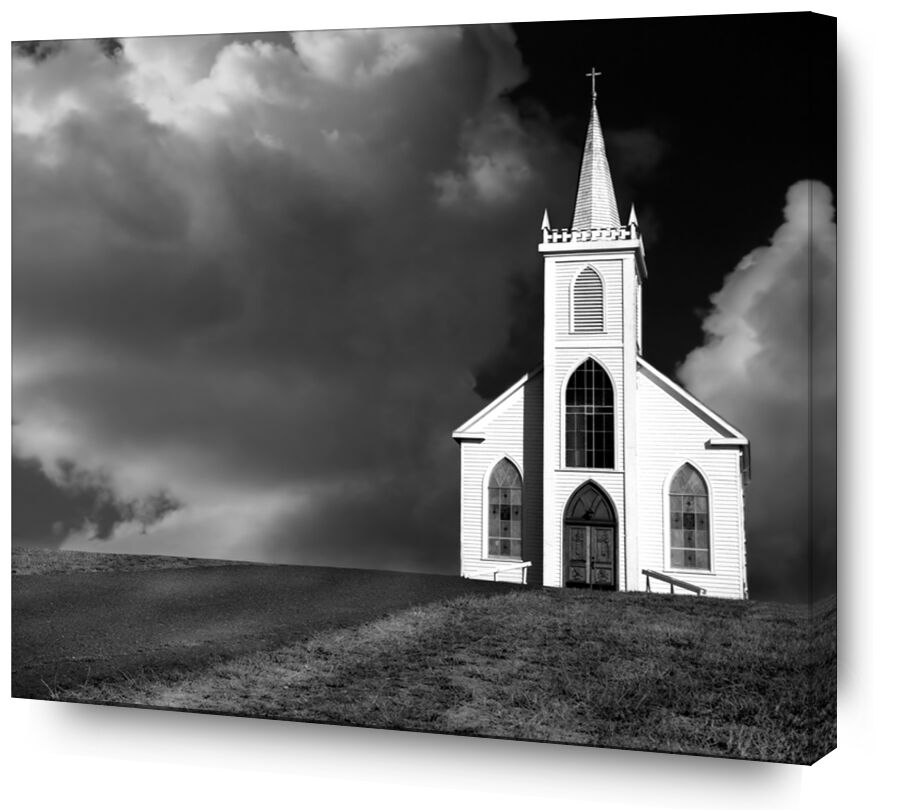 Church picture - 1937 desde Bellas artes, Prodi Art, la carretera, soledad, ANSEL ADAMS, iglesia, nubes, tormenta, prado, tormenta