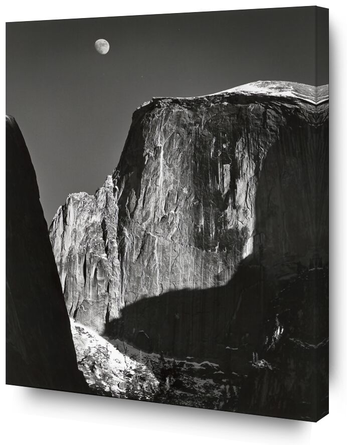 Parc national de Yosemite, Californie - ANSEL ADAMS - 1960 de Beaux-arts, Prodi Art, ANSEL ADAMS, noir et blanc, ombre, ciel, lune, montagnes