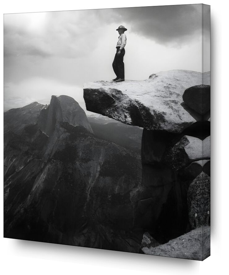 Yosemite, the cowboy - 1948 desde Bellas artes, Prodi Art, rock, vaquero, ANSEL ADAMS, blanco y negro, oscuro, nubes, montañas