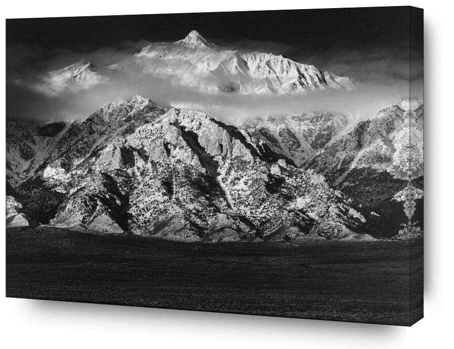 Mountain Williamson, Sierra Nevada 1949 desde Bellas artes, Prodi Art, ANSEL ADAMS, blanco y negro, prado, nubes, cielo, montañas
