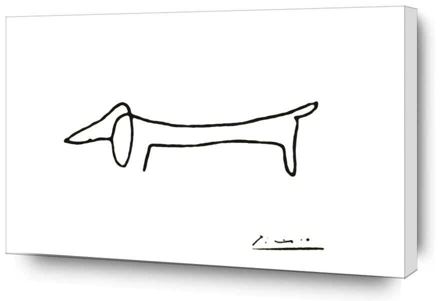 The dog - PABLO PICASSO von Bildende Kunst, Prodi Art, eine Linie, Hund, PABLO PICASSO, Schwarz und weiß, Linie, Bleistiftzeichnung, Zeichnung
