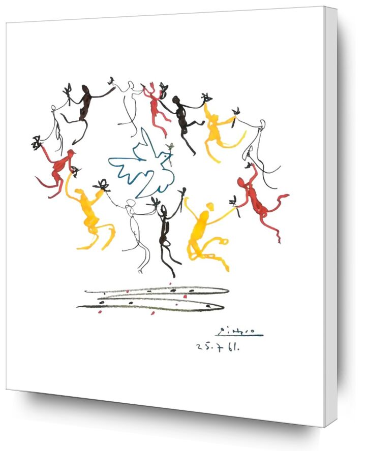 The dance of youth - PABLO PICASSO from AUX BEAUX-ARTS, Prodi Art, ronde, dance, PABLO PICASSO, peace, dove, children, youth, young, drawing, pencil drawing