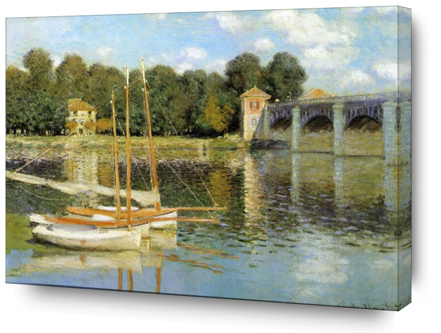 Le pont d'Argenteuil - CLAUDE MONET 1874 de Beaux-arts, Prodi Art, bateau à voile, pont, Argenteuil, CLAUDE MONET, moulin, bateaux, nuages, ciel, rivière, peinture, fleuve