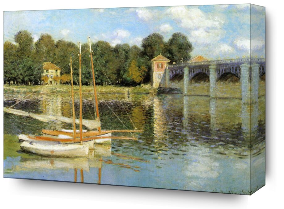 The Argenteuil Bridge - CLAUDE MONET 1874 from Fine Art, Prodi Art, sailboat, pont, Argenteuil, CLAUDE MONET, mill, boats, clouds, sky, river, painting, River