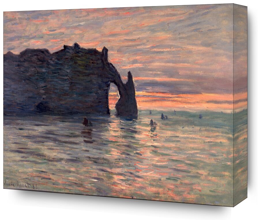 Sunset in Etretat - CLAUDE MONET 1883 from Fine Art, Prodi Art, CLAUDE MONET, sunset, holiday, Sun, beach, sea