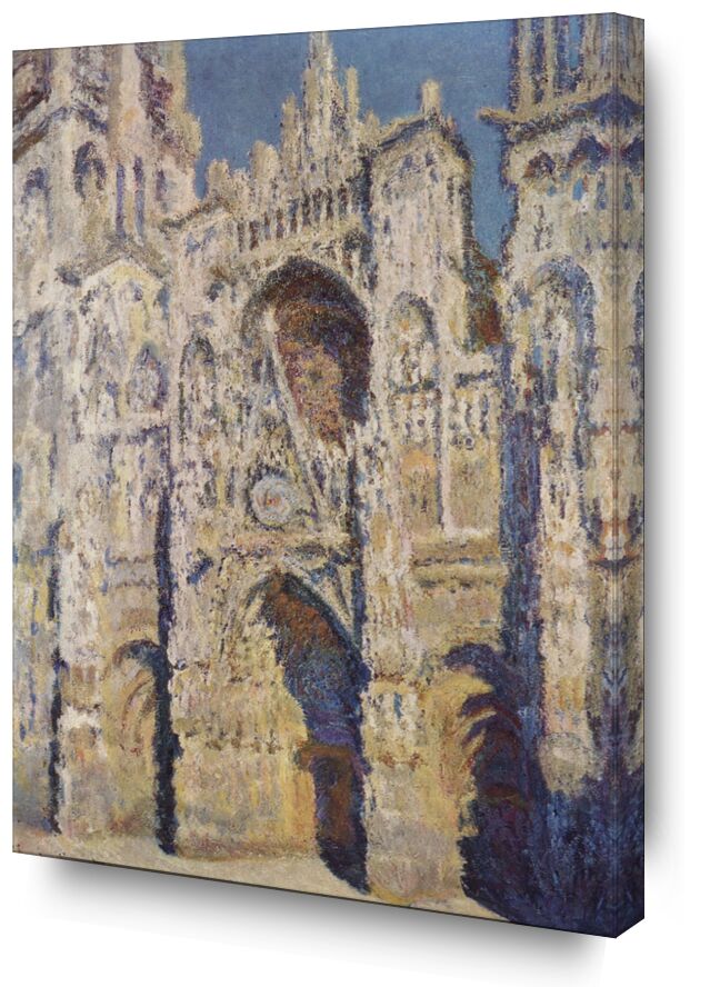 Rouen Cathedral, West Facade, Sunlight - CLAUDE MONET 1894 from AUX BEAUX-ARTS, Prodi Art, place of prayer, fair, downtown, Rouen, CLAUDE MONET, spirituality, Sunday, painting, city, church, cathedral, France