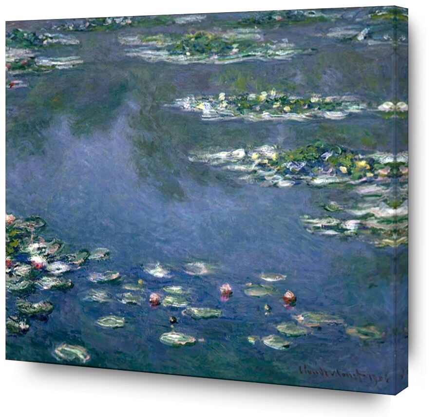 Water Lilies - CLAUDE MONET from AUX BEAUX-ARTS, Prodi Art, lake, water, blue, green, nature, painting, holiday, beach, CLAUDE MONET, nymphéas, marre