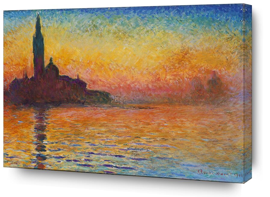 San Giorgio Maggiore at Dusk desde Bellas artes, Prodi Art, CLAUDE MONET, catedral, playa, mar, fiesta, puesta del sol, oscuridad, sol, río, iglesia