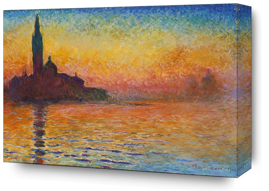 San Giorgio Maggiore at Dusk - CLAUDE MONET from Fine Art, Prodi Art, CLAUDE MONET, cathedral, beach, sea, holiday, sunset, dusk, Sun, River, church