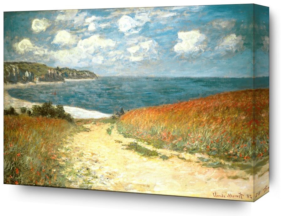 PATH THROUGH THE CORN AT POURVILLE - 1882 from Fine Art, Prodi Art, CLAUDE MONET, painting, poppy, wheat, holiday, cliff, clouds, ocean, sea, beach, path