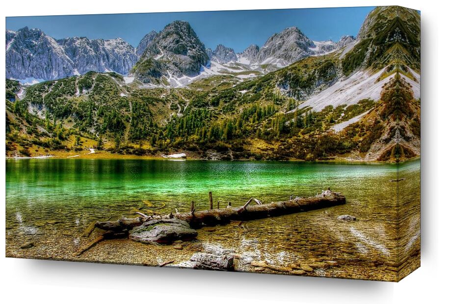 Green lake from Aliss ART, Prodi Art, log, wood, water, valley, trees, travel, snow, scenic, rock, River, reflection, outdoors, mountains, landscape, lake, hdr, cold, alpine, adventure
