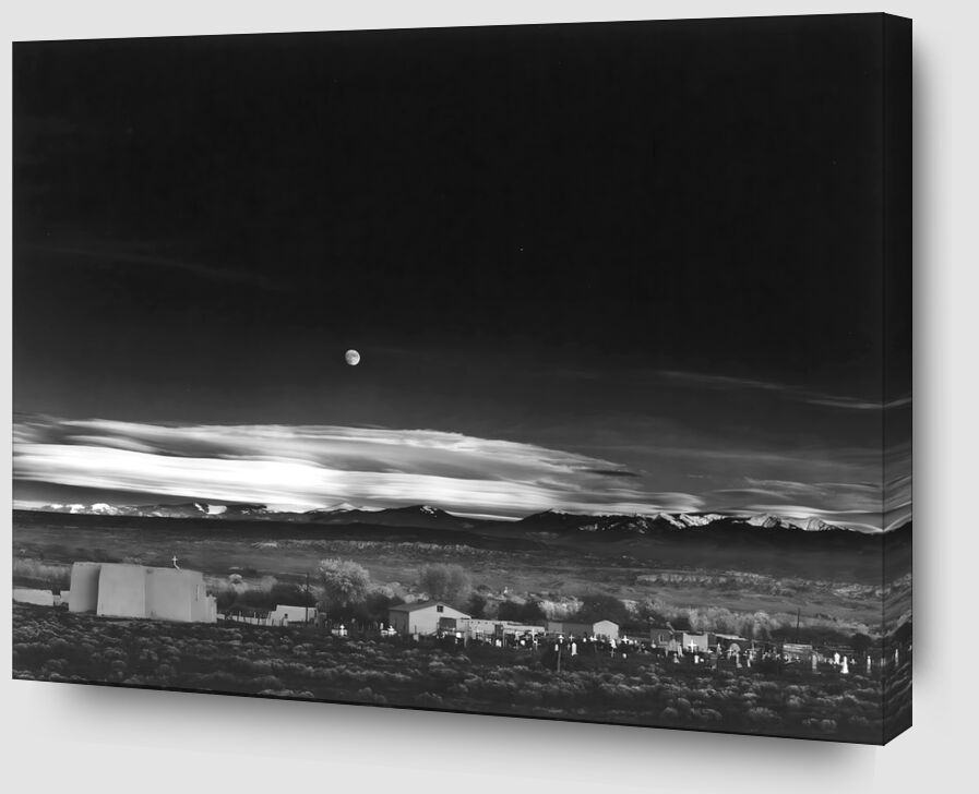 Mondaufgang über Hernandez, New Mexico - Ansel Adams 1941 von Bildende Kunst Zoom Alu Dibond Image