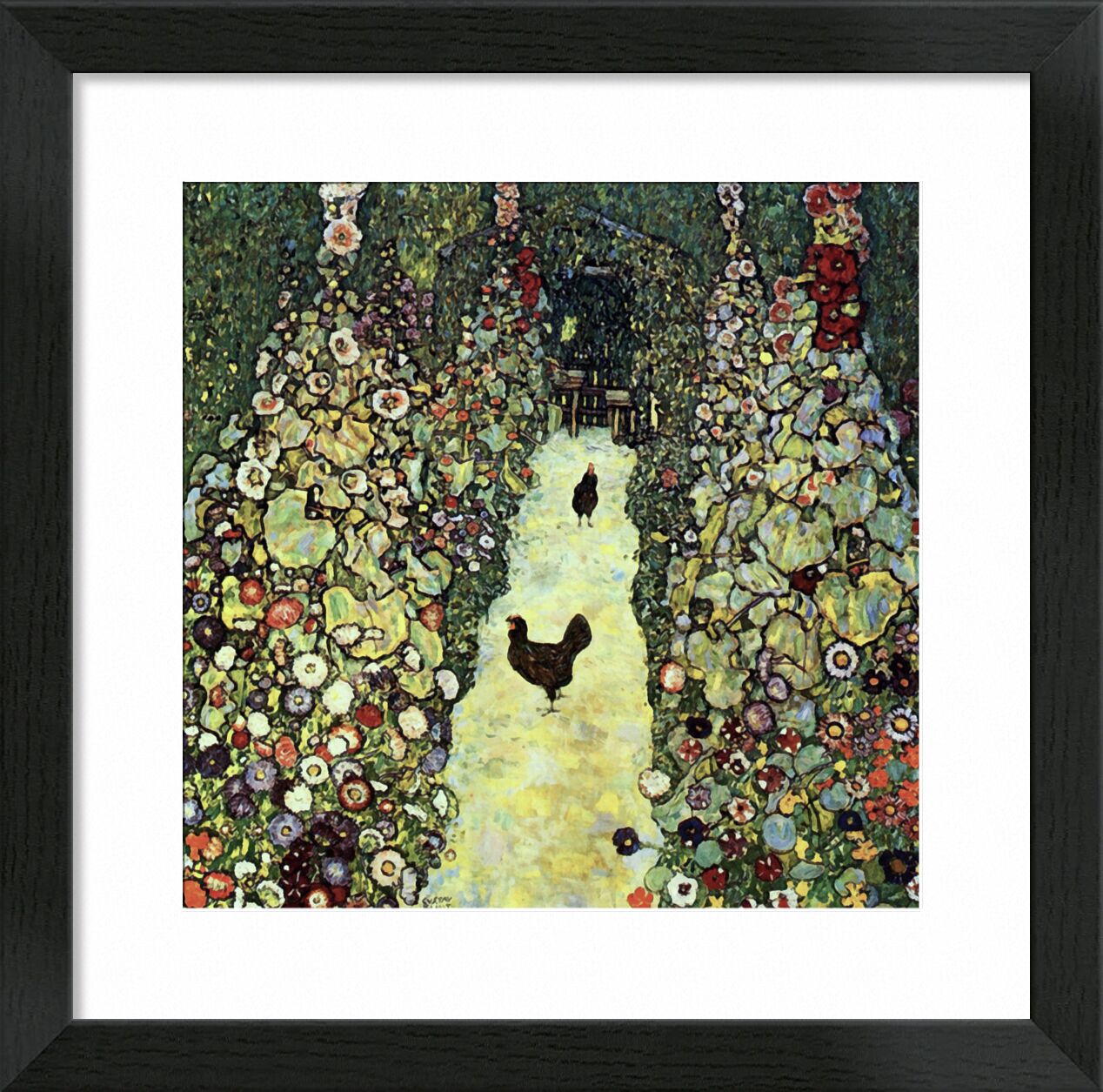 Garden Path with Chickens - Gustav Klimt desde Bellas artes, Prodi Art, KLIMT, naturaleza, granja, campesino, agricultura, pintura, gallina, campo, pollo