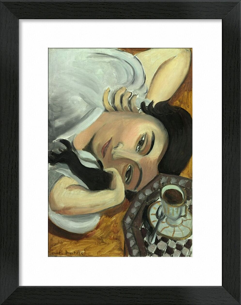 Lorette with Cup of Coffee, 1917 - Henri Matisse desde Bellas artes, Prodi Art, Matisse, café, bar, cocina, mujer, marrón