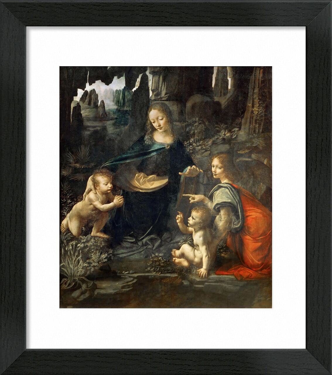 The Virgin of the Rocks - Leonardo da Vinci von Bildende Kunst, Prodi Art, Leonard de Vinci, Marie, ange, Christus, Paradies, Johannes der Täufer