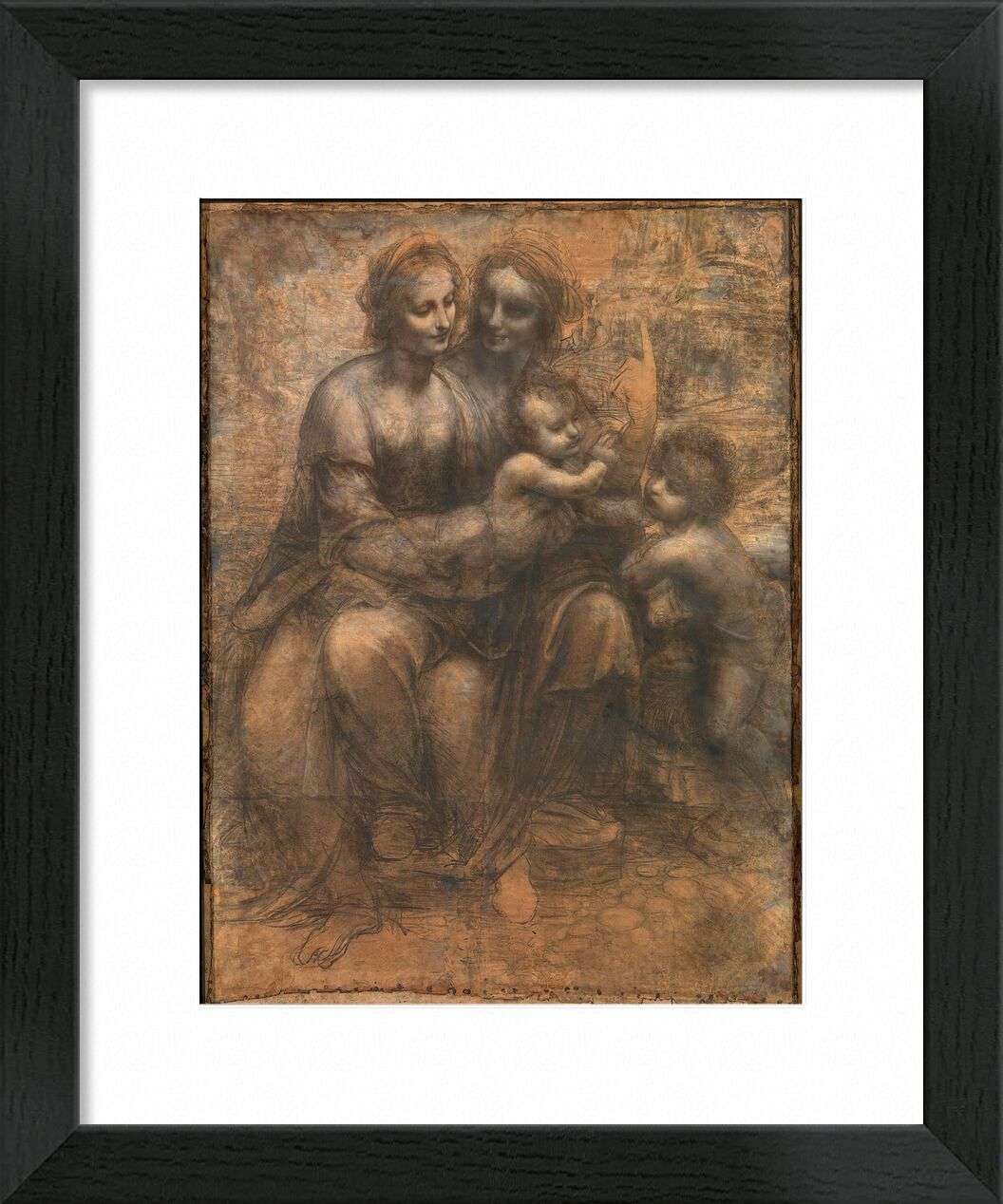 The Virgin and Child with Saint Anne and Saint John the Baptist - Leonardo da Vinci desde Bellas artes, Prodi Art, Sain Jean, bosquejo, Jesús, lápiz, dibujo, Leonardo da Vinci