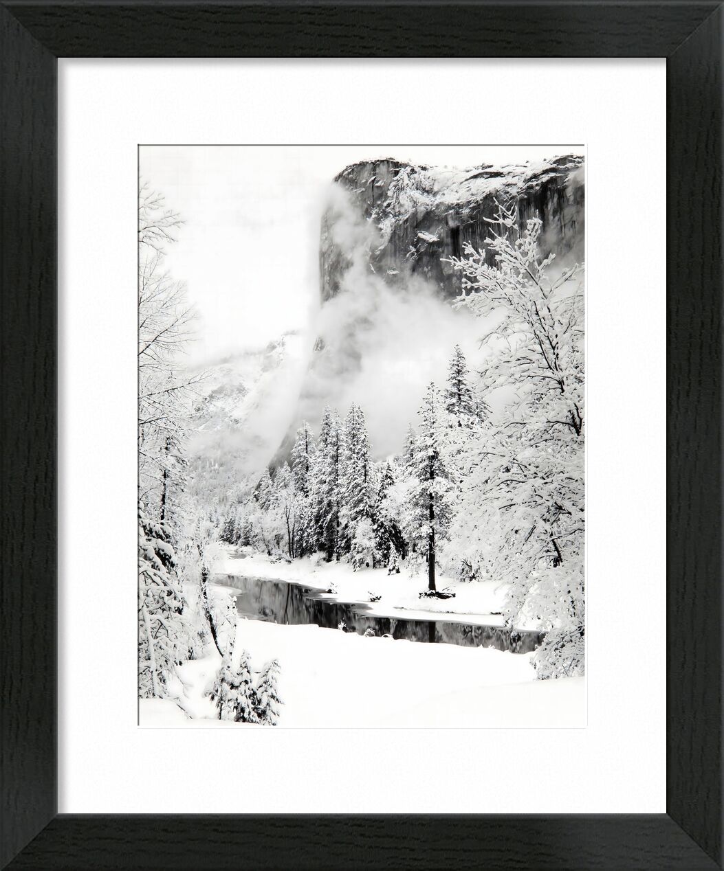 El Capitan, Winter Yosemite National Park, California serie - Ansel Adams desde Bellas artes, Prodi Art, ANSEL ADAMS, nieve, invierno, montañas, río, abeto, esquí