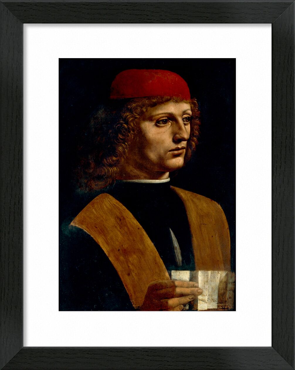 Portrait of a musician - Leonardo da Vinci von Bildende Kunst, Prodi Art, Leonard de Vinci, Musik, Porträt, Musiker