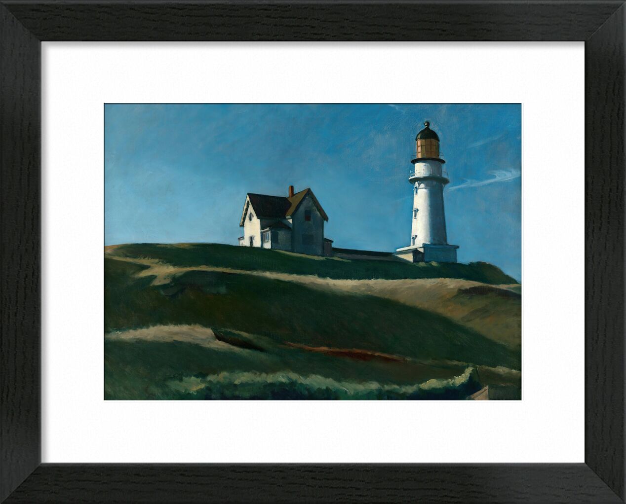 Leuchtturm-Hügel - Edward Hopper von Bildende Kunst, Prodi Art, Edward Hopper, Leuchtturm, hügel, Landschaft, Wiese