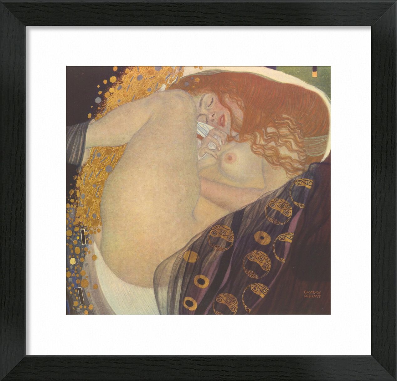 Danae I - Gustav Klimt von Bildende Kunst, Prodi Art, KLIMT, Traum, Sonnenuntergang, Nacht, Blatt, Rotschopf, nackt, Frau, Malerei, Jugendstil