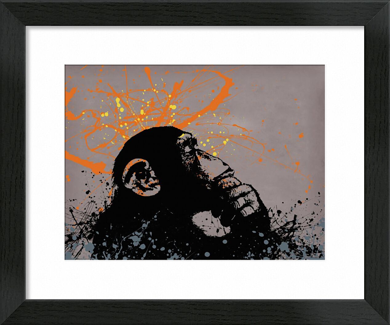 Thinker monkey - BANKSY von Bildende Kunst, Prodi Art, Grafik, Affe, banksy, Graffiti, Straßenkunst